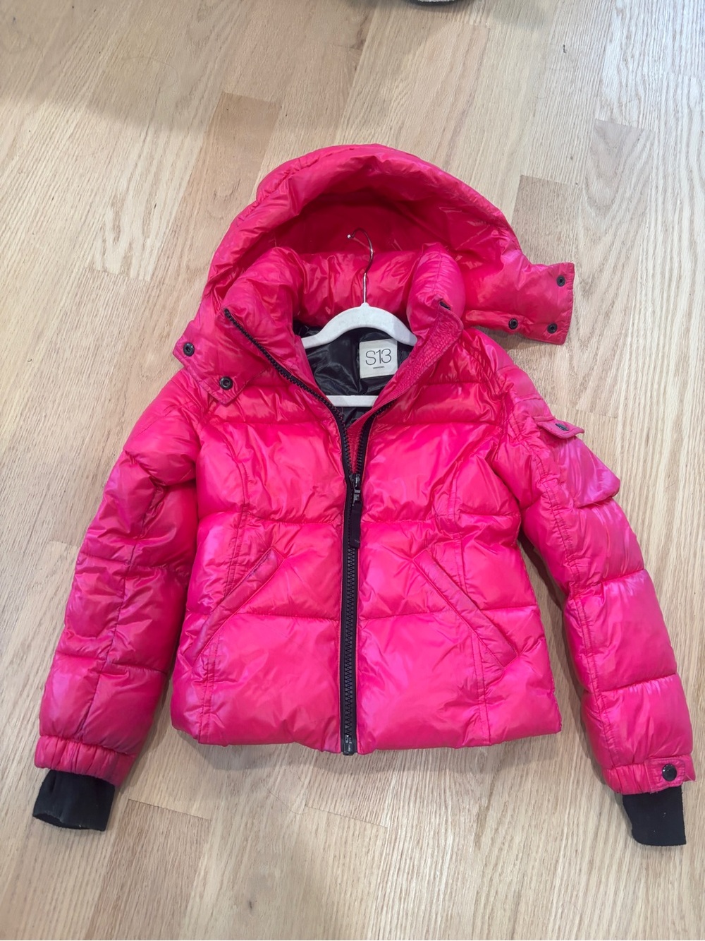S13 New York Girls Pink Puffer Hooded Winter Coat